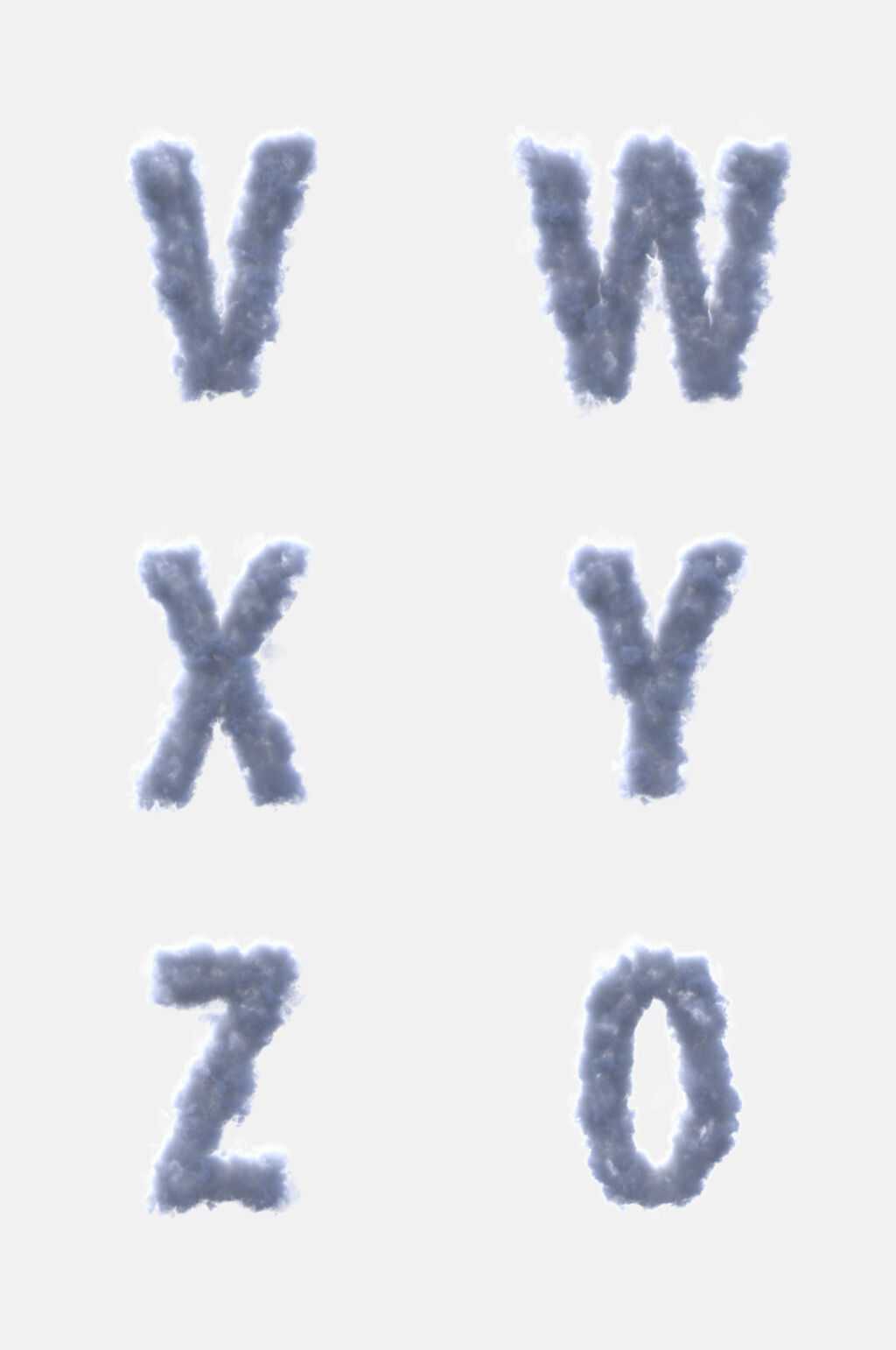 简约云朵状数字英文字体设计素材