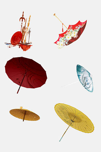 彩色古风雨伞油纸伞免抠元素