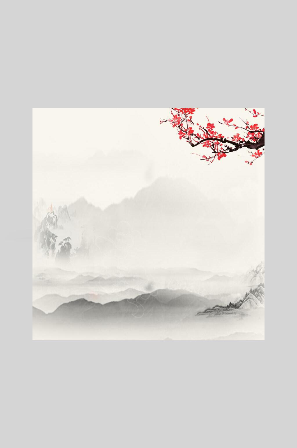 中国风山水水墨画古风复古背景素材