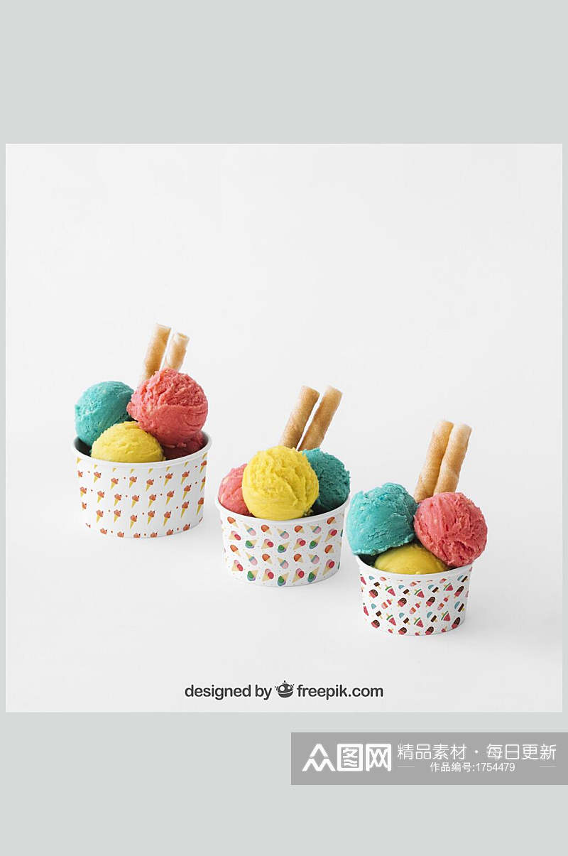 彩色冰淇淋包装样机效果图素材