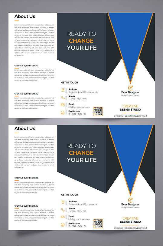 简约几何三折页设计模板