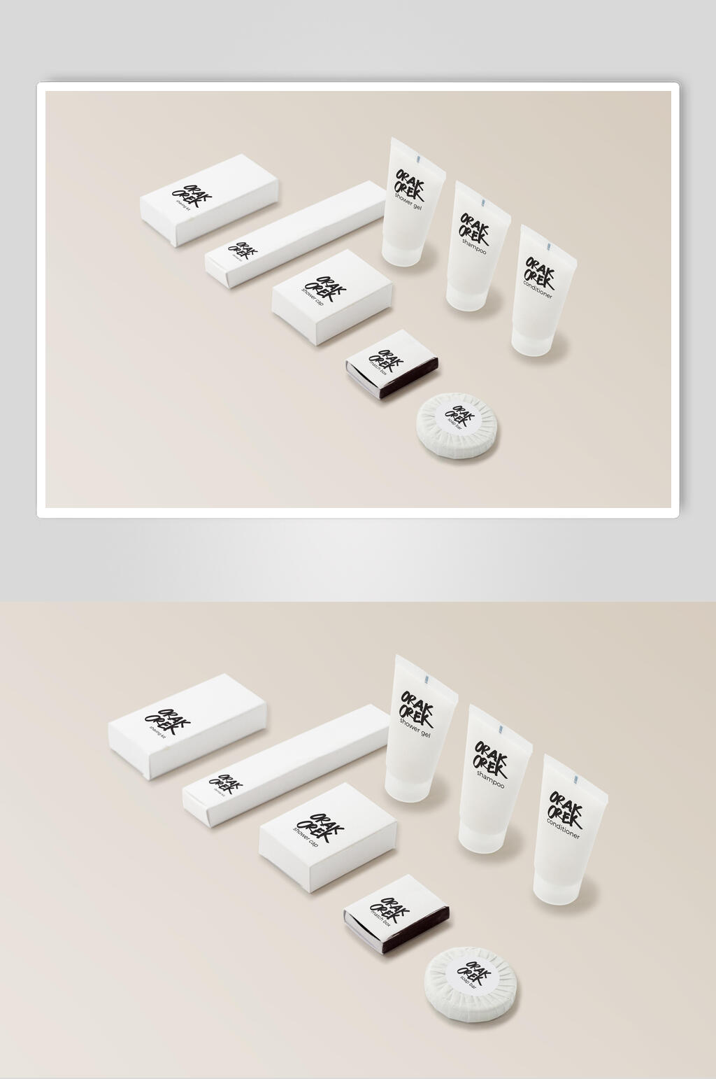 简洁洗漱护肤用品整套VI样机效果图素材
