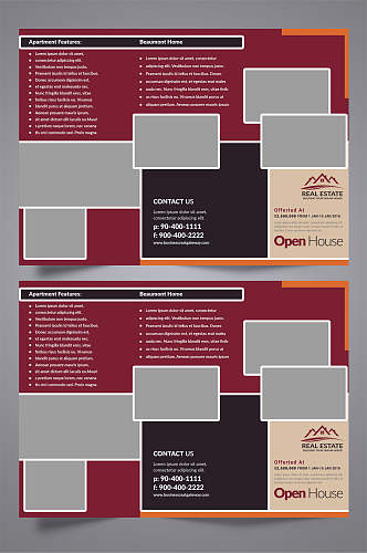 英文地产公司宣传单三折页模板
