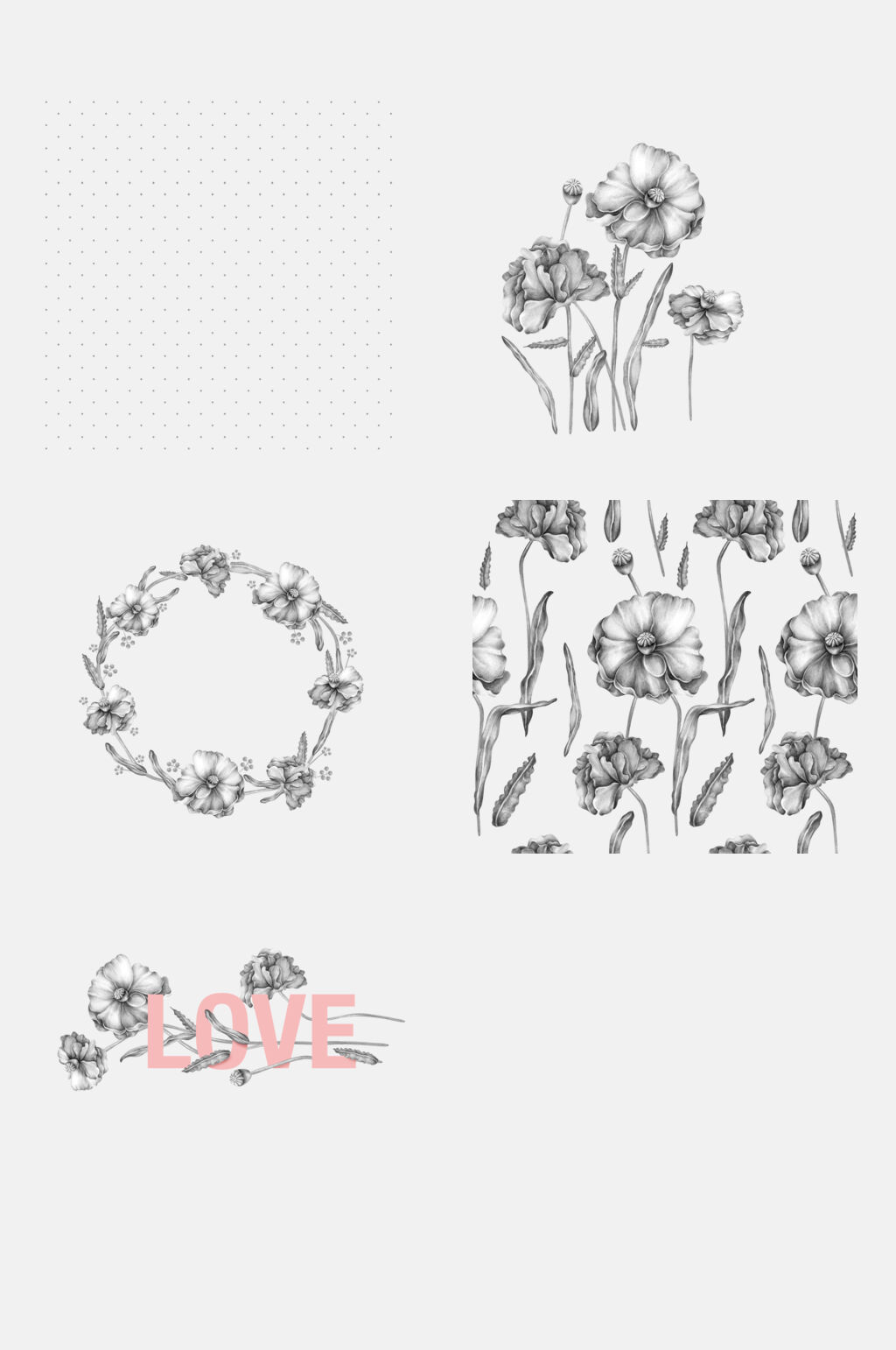 素描花朵元素素材素材