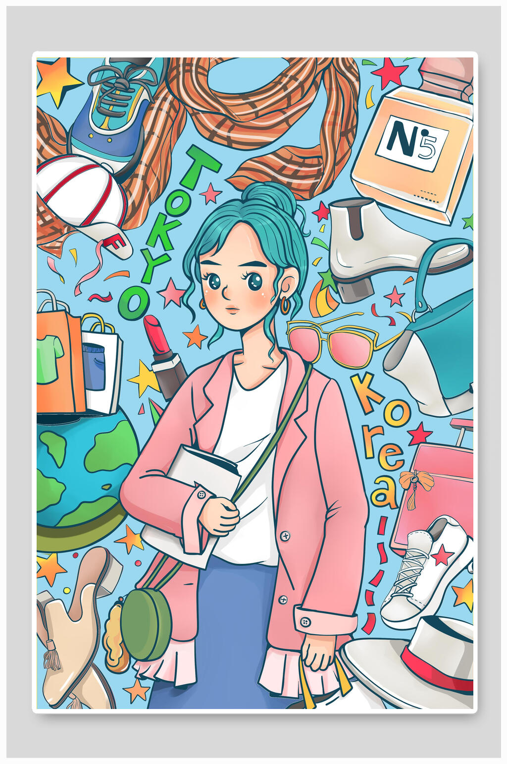 日系卡通涂鸦插画素材素材