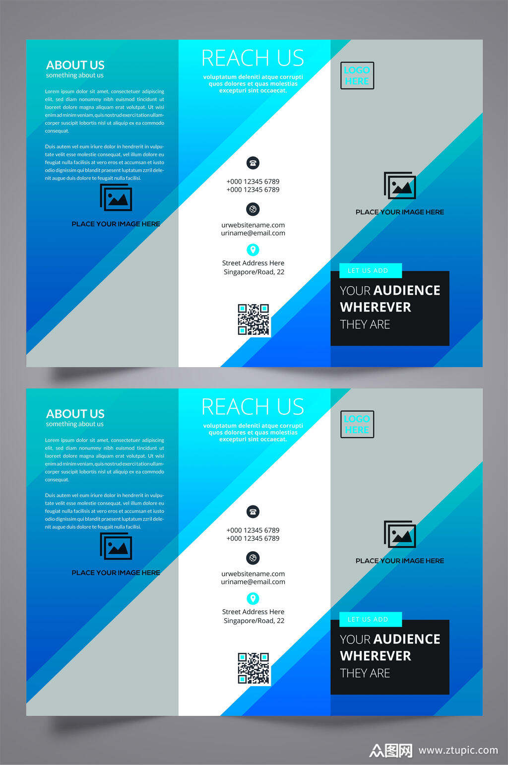 浅色宣传三折页设计模板