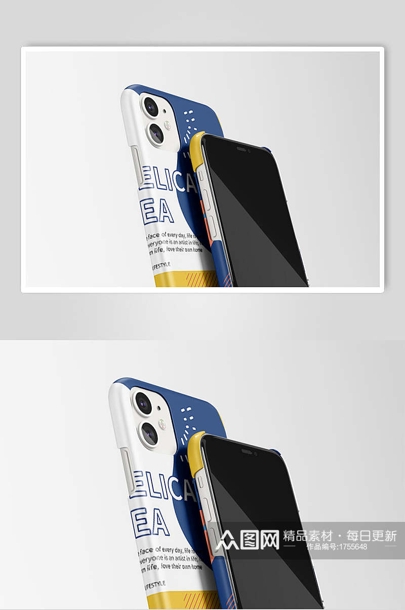 苹果手机壳贴图样机正反面效果图素材