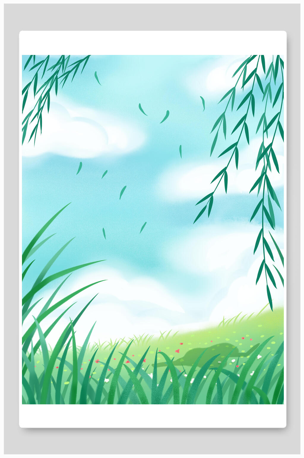 森林草原插画背景素材素材