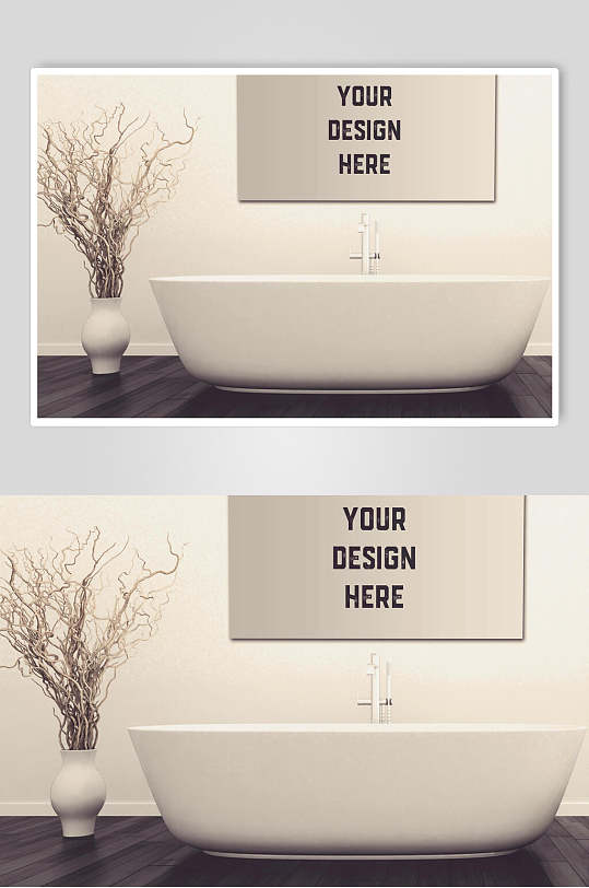 室内浴室装饰画挂画样机效果图