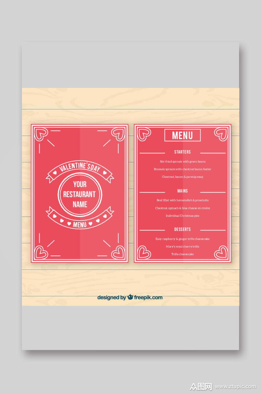 红色情人节菜单设计矢量素材