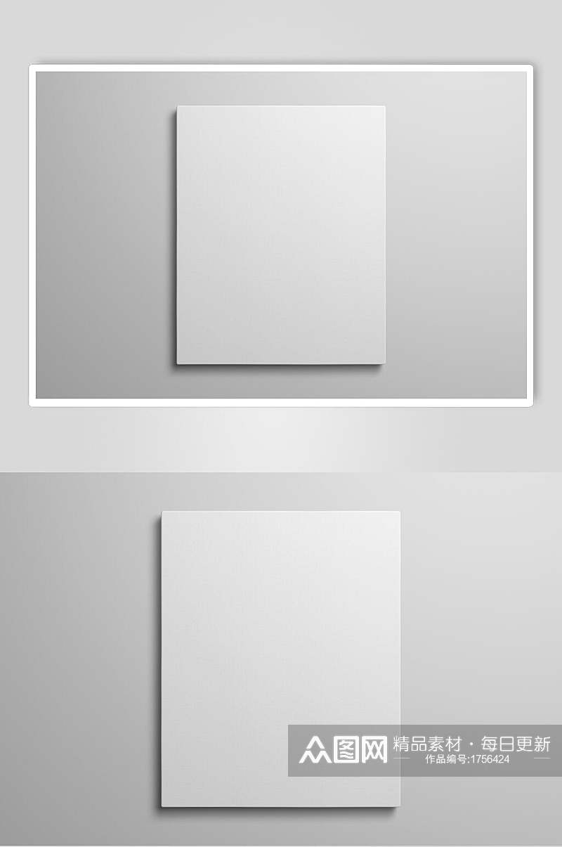 灰色相框相纸图片样机效果图素材