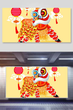 国潮舞龙新年插画素材