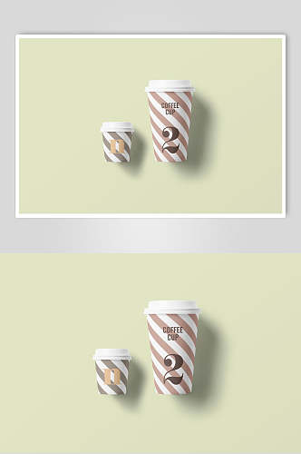条纹咖啡杯纸杯包装样机效果图