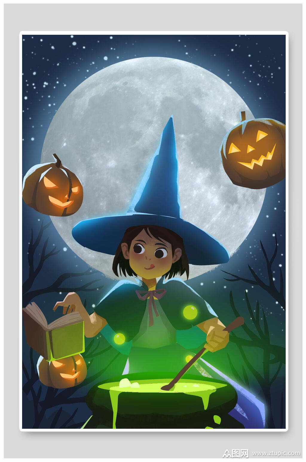 清新创意万圣节插画素材