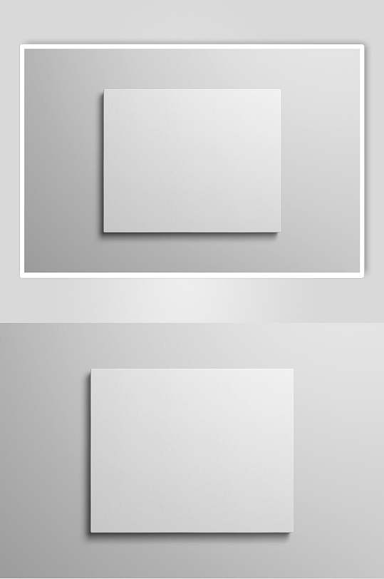 白色墙面相框相纸图片样机效果图