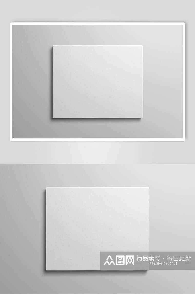 白色墙面相框相纸图片样机效果图素材