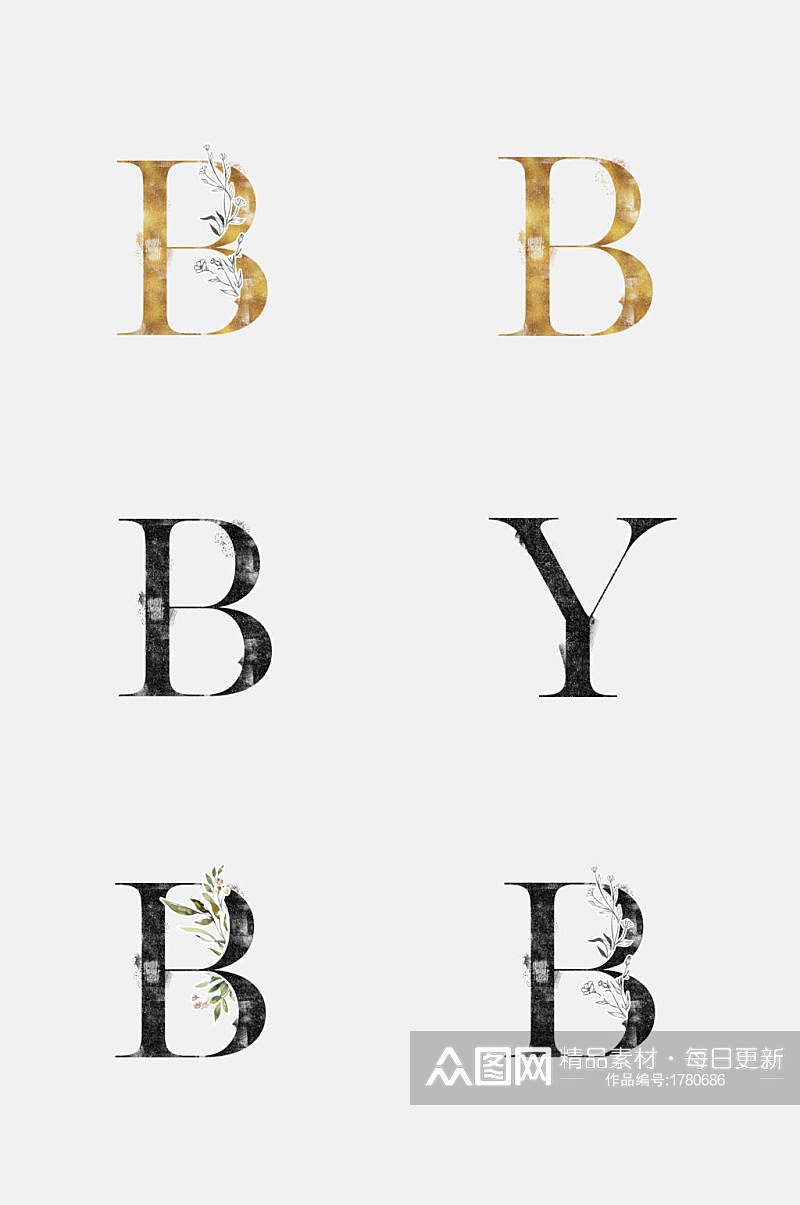 黑金英文字母设计元素素材素材