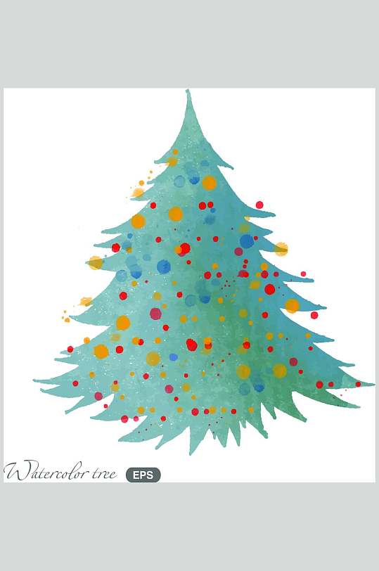 手绘卡通简单圣诞树水彩树木素材设计元素