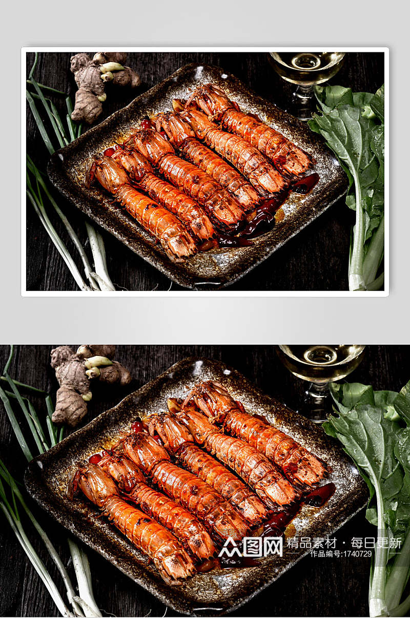 香辣基围虾海鲜菜品美食摄影图片素材
