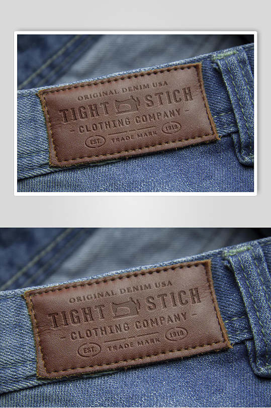牛仔裤牛皮标签logo展示样机