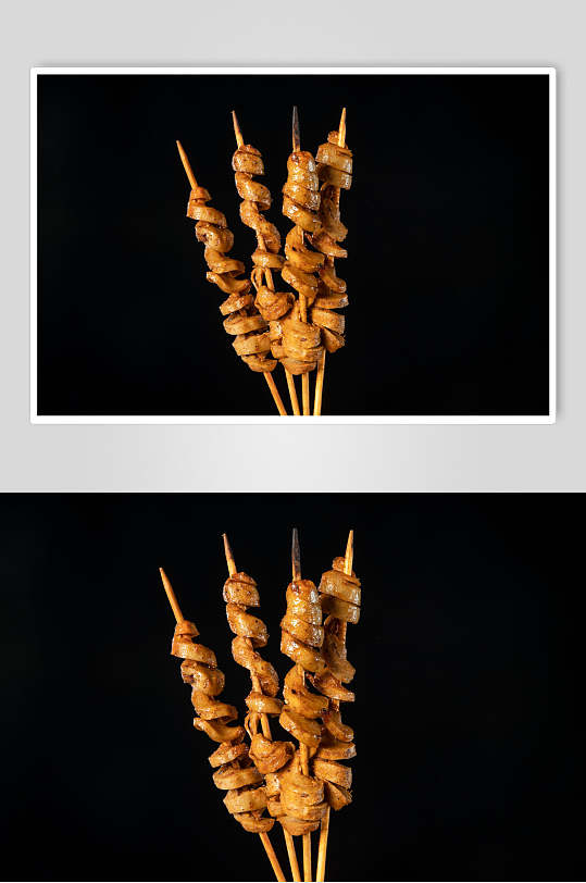 美味烧烤烤面筋摄影图片