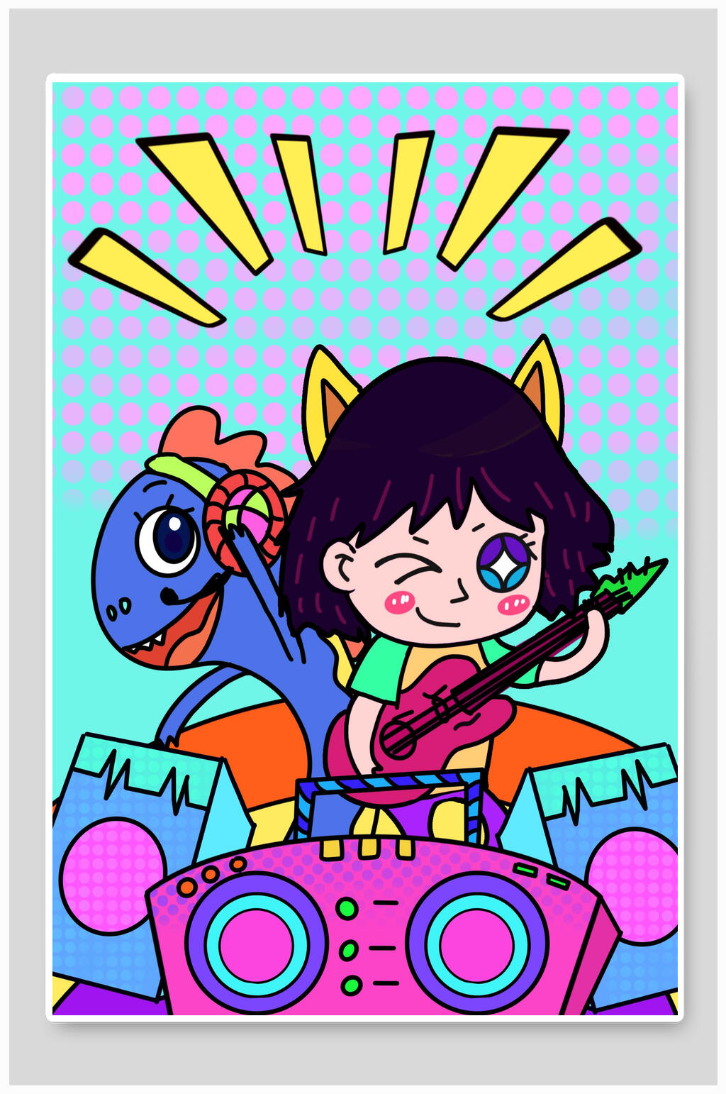 音乐手绘涂鸦插画素材素材