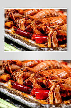 香辣基围虾菜品美特写食摄影图片