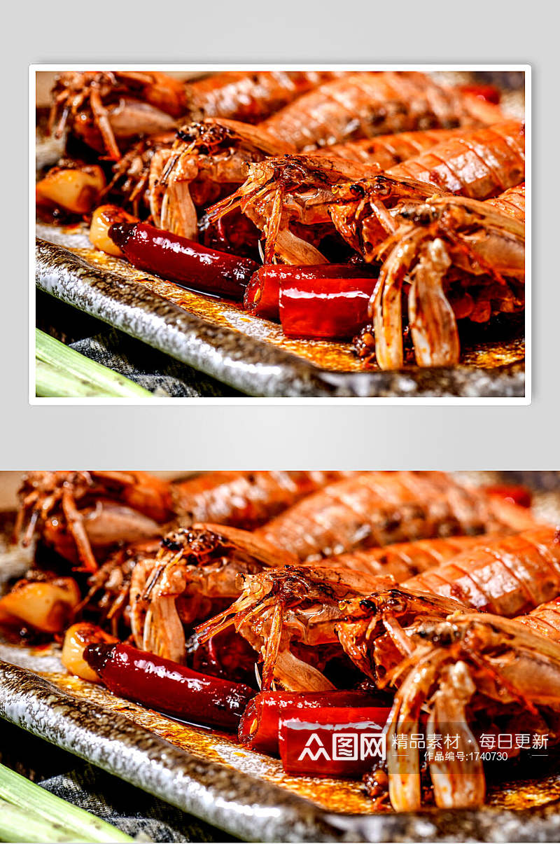 香辣基围虾菜品美特写食摄影图片素材