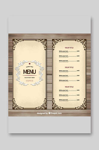 中式简约餐厅菜单设计矢量图素材