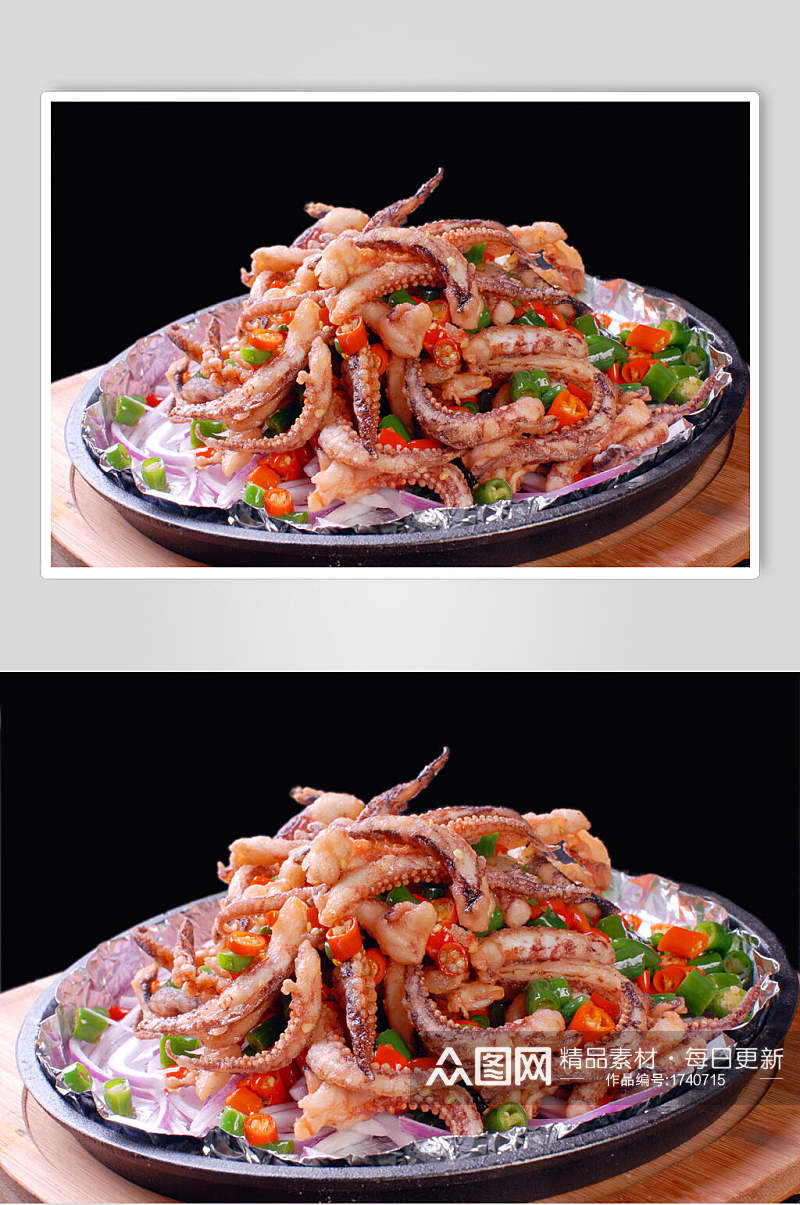 海鲜鱿鱼菜品美食摄影图片素材