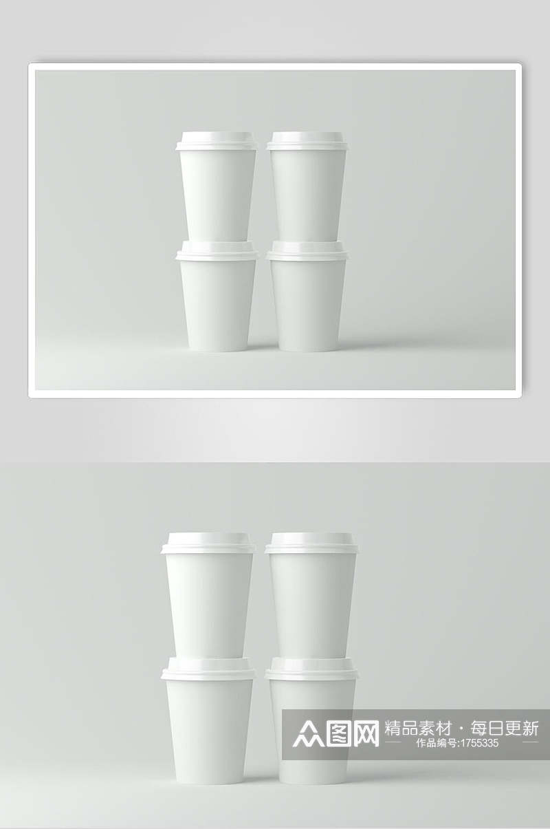 灰色简洁咖啡杯纸杯包装样机素材