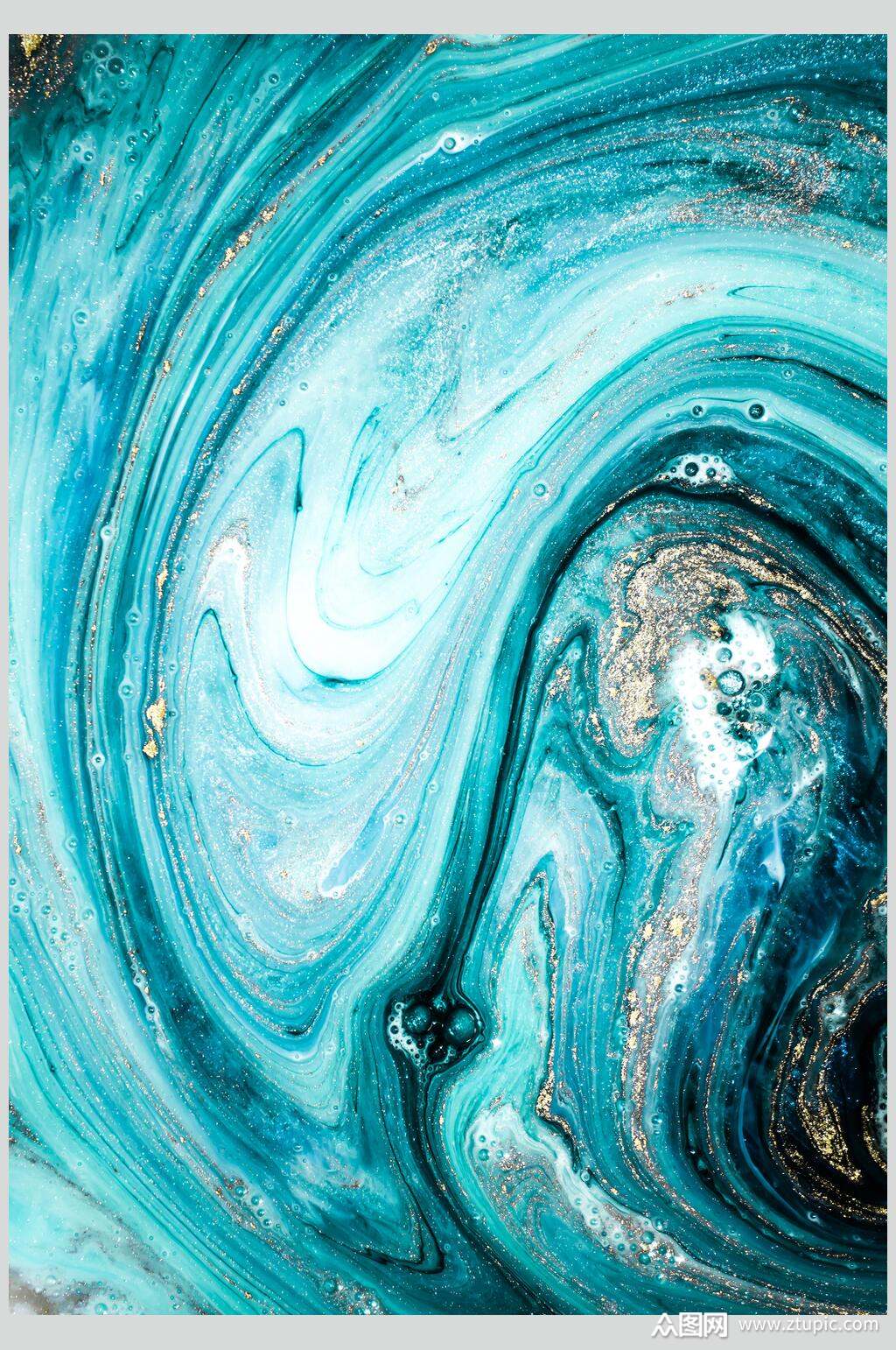 水彩风祖母绿色大理石纹理贴图底纹摄影图片