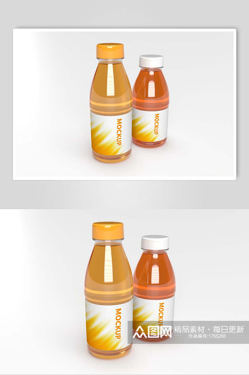 饮料果汁瓶子包装贴图样机效果图素材