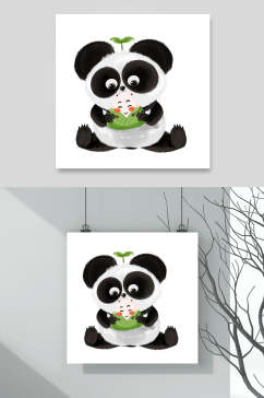 卡通熊猫粽子插画素材
