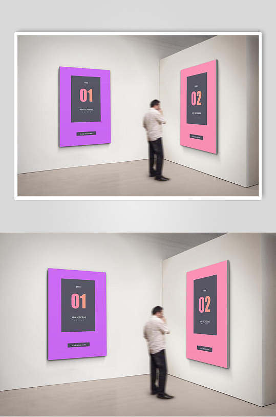 粉紫色展会海报作品展示样机