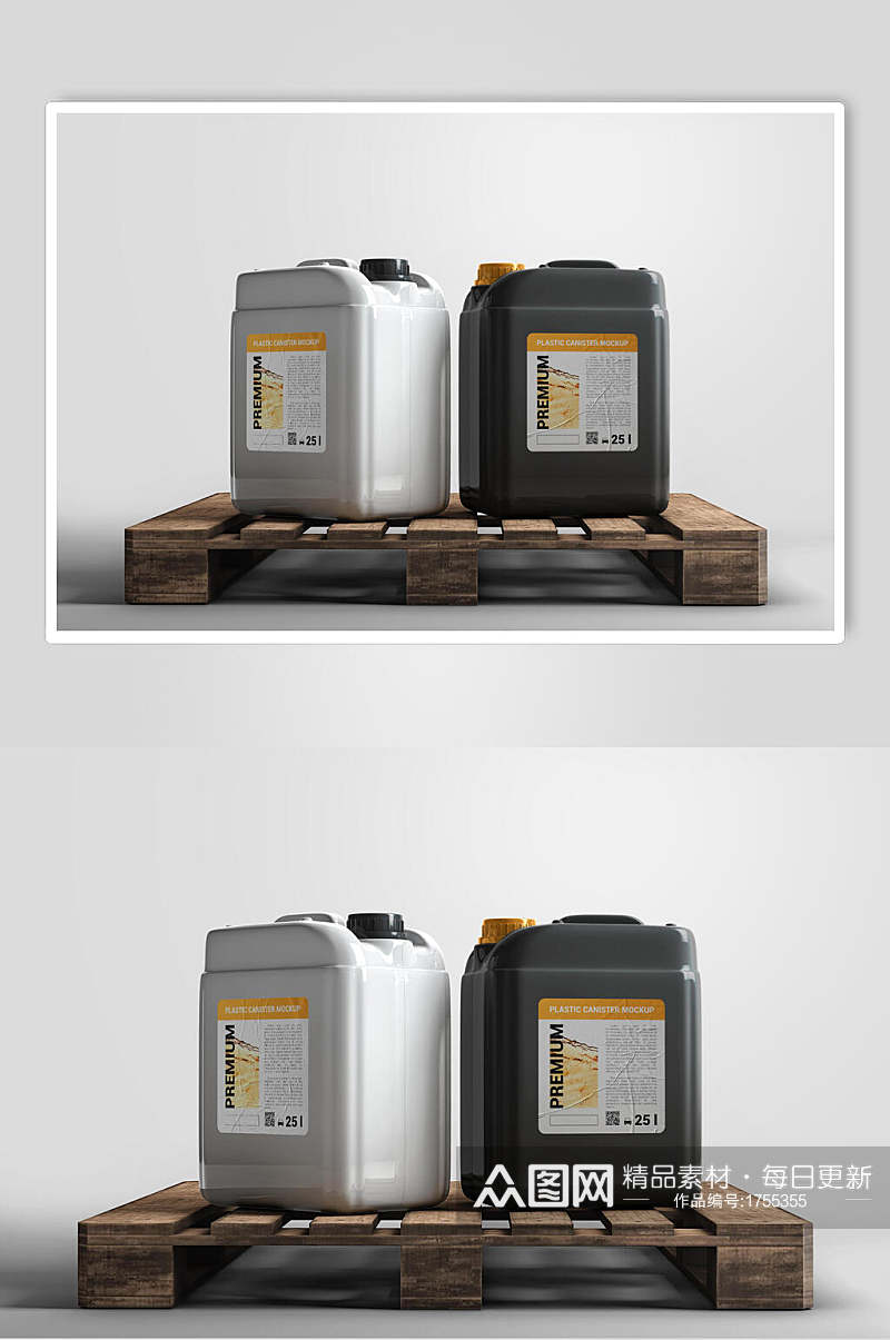 大容量汽油罐包装贴图样机效果图素材
