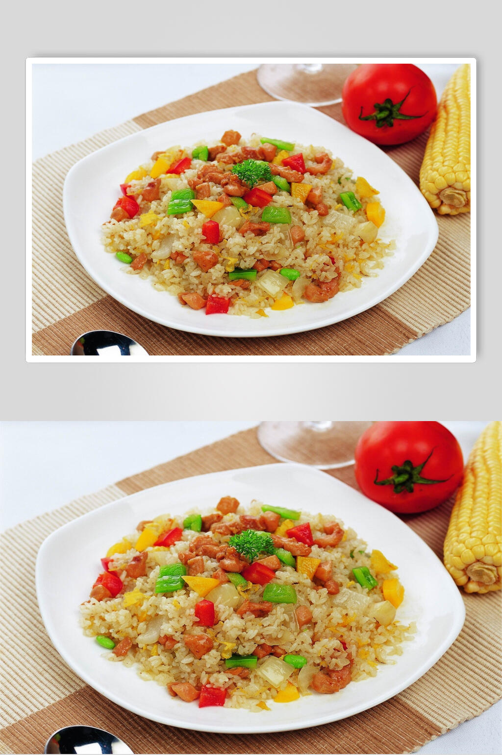 青瓜火腿炒饭摄影图片素材