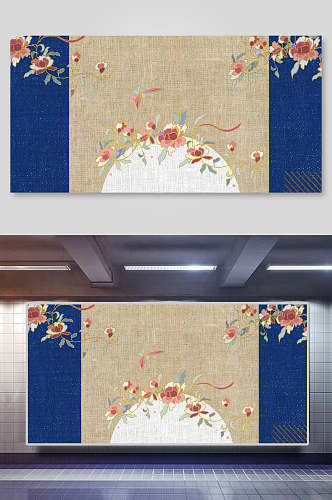 中式宫廷风花卉背景素材