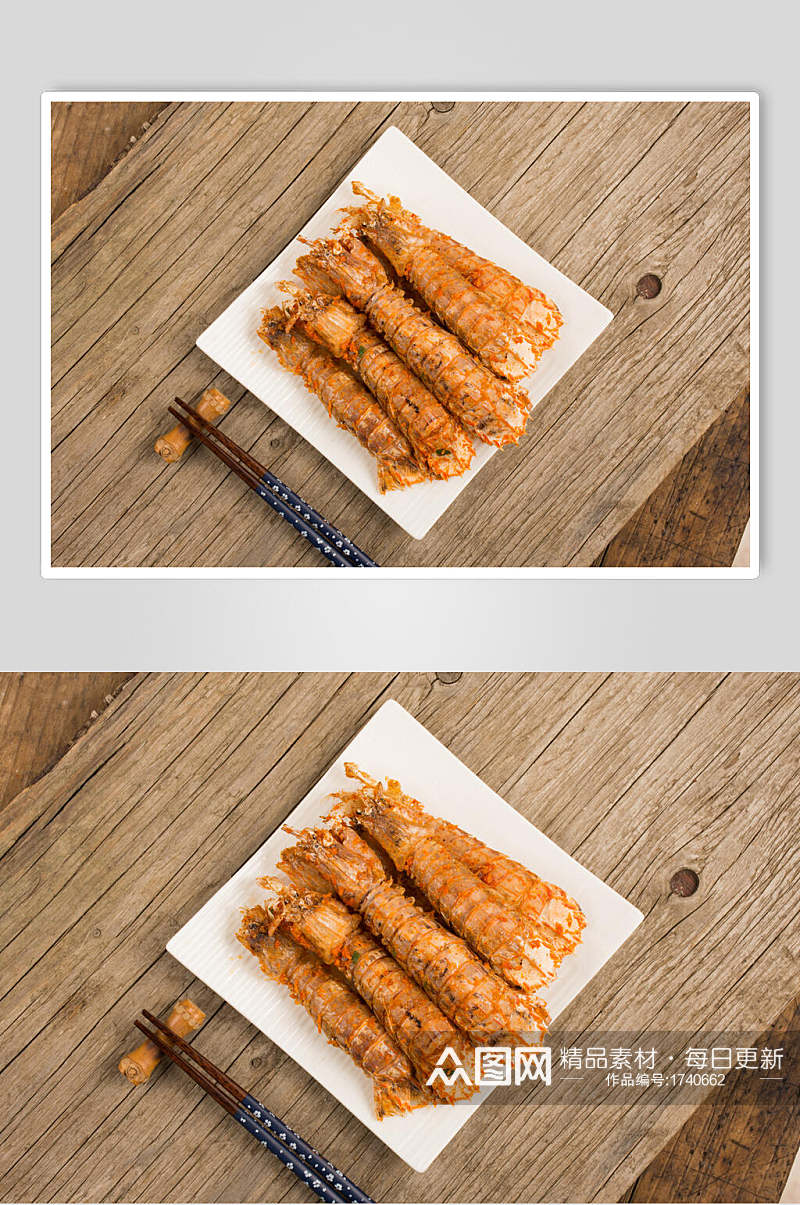 煎炸基围虾菜品美食摄影图片素材