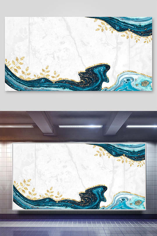 蓝白中国风鎏金纹理质感背景图片素材
