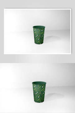绿色花草咖啡杯纸杯包装样机