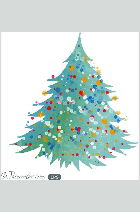 手绘水彩树圣诞树元素素材
