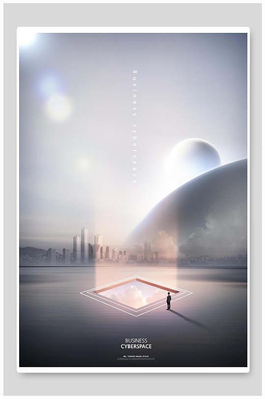 星球人科幻虚拟空间概念海报背景