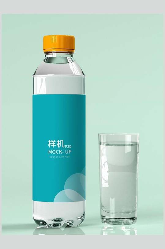 玻璃杯子矿泉水瓶子包装样机效果图