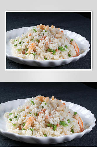 大虾海鲜炒饭特写摄影图片
