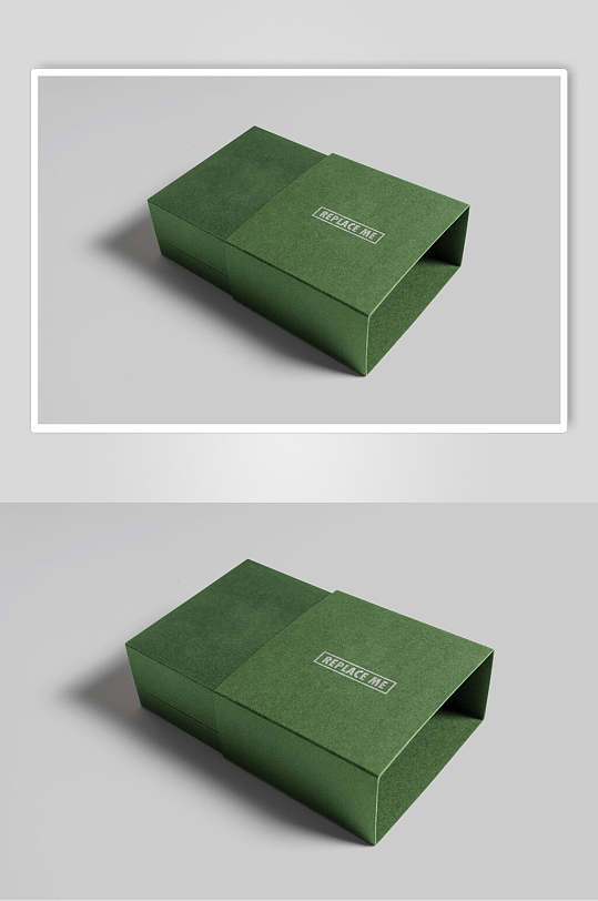 绿色简约手表礼盒包装盒贴图样机效果图