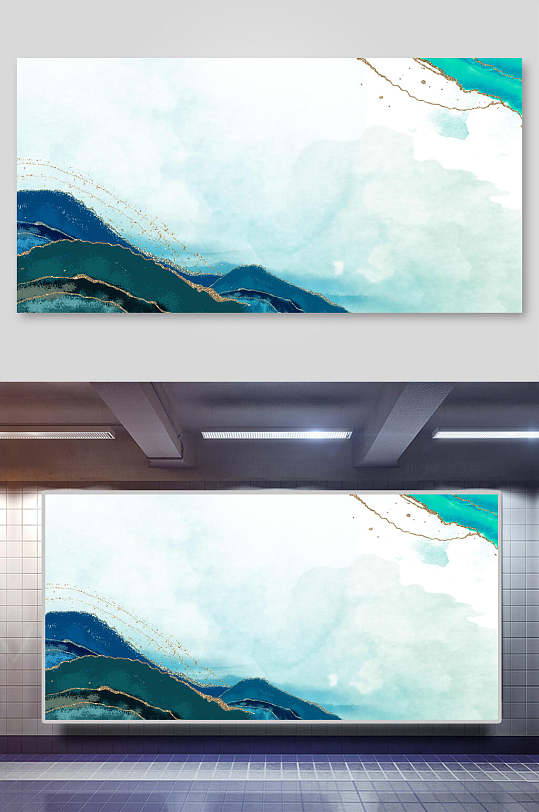 蓝白色中国风鎏金纹理质感背景图片素材-众图网