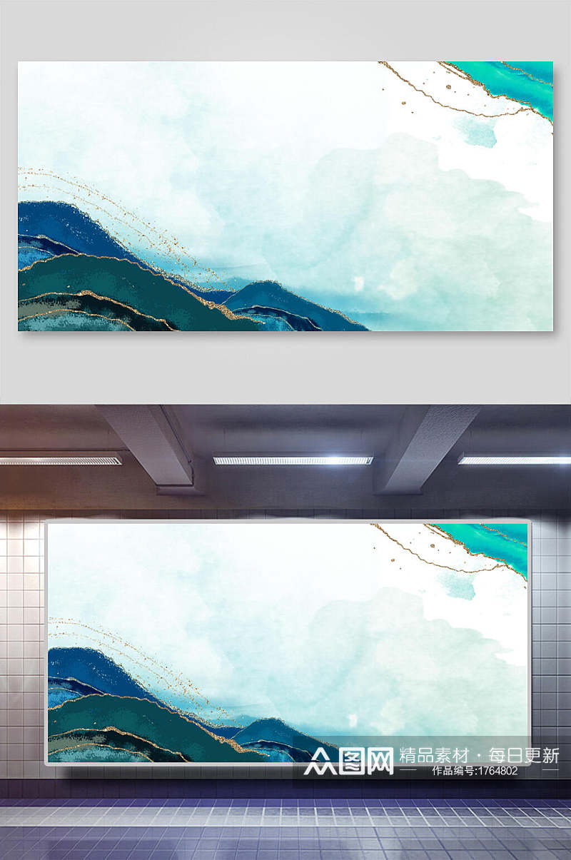 蓝白色中国风鎏金纹理质感背景图片素材素材