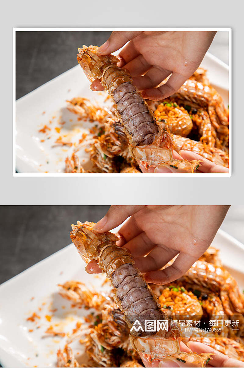 基围虾菜品美食特写摄影图片素材