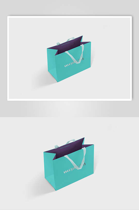 蓝色手提袋购物袋手袋样机-众图网